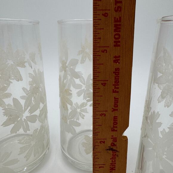 Daisy Glasses White Raised Texture, Tumblers, Coolers, Set of 4 - Picture 3 of 4